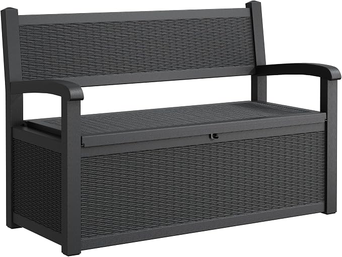 80 Gallon Outdoor Storage Bench, Resin Outside Storage Box by Unknown