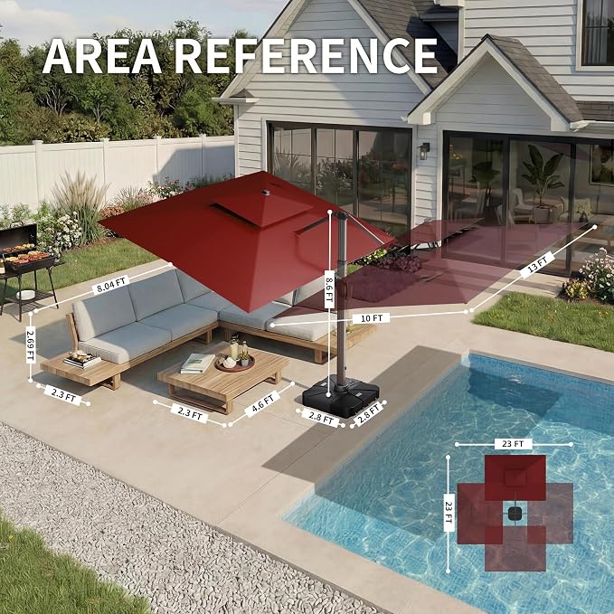 10 X 13 FT Cantilever Patio Umbrella Outdoor - Image 4