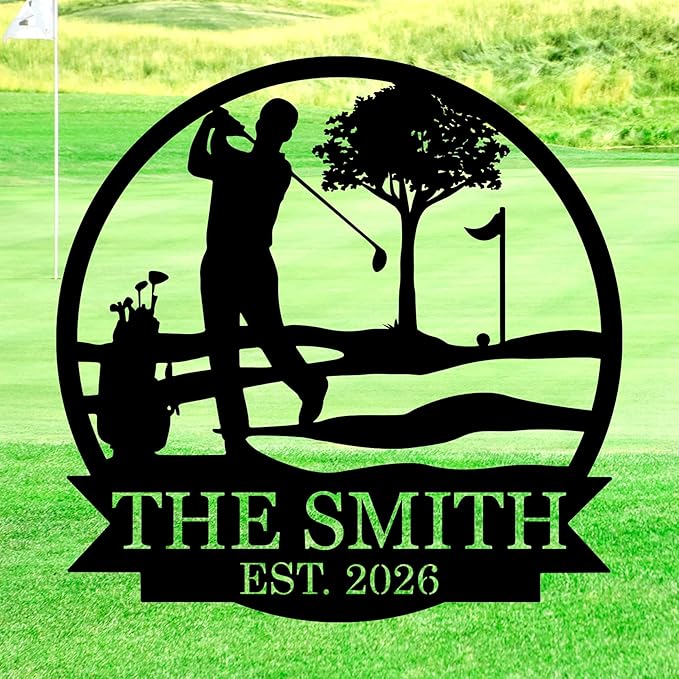 Personalized Golf Metal Sign - Custom Name Golf Wall Art - Unique Gift for Golfers - Man Cave & Golf Room Decor - Golf Room Decor Custom Name Sign
