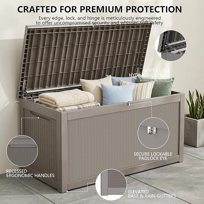 Outdoor Storage Box, 320 Gallon Waterproof Deck Box, Dual Gas-Spring Ultimate - Image 3