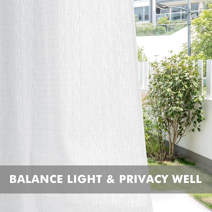 Linen Outdoor Curtains for Patio Waterproof 4 Pcs 54x84 In White | Light - Image 5