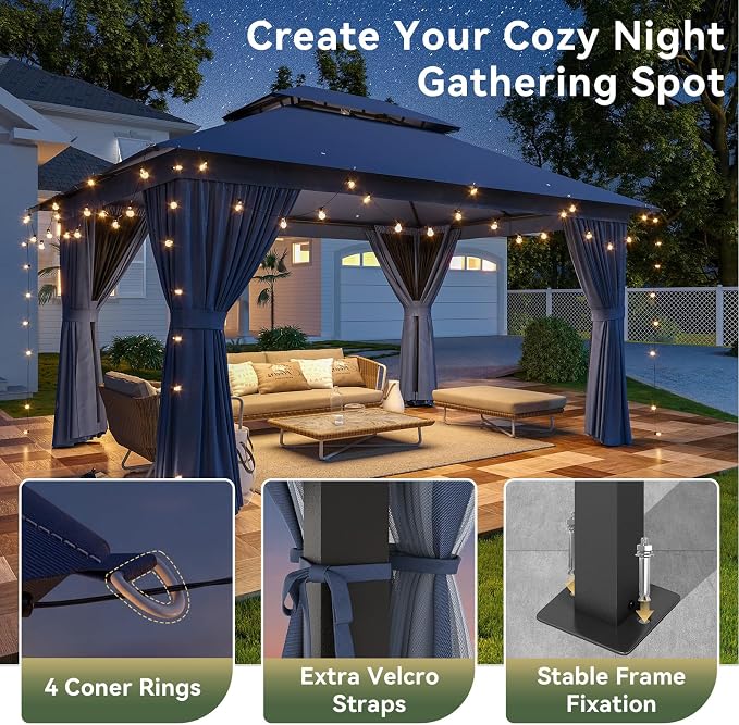 12'x10' Gazebo, Metal Frame Canopy - Image 8