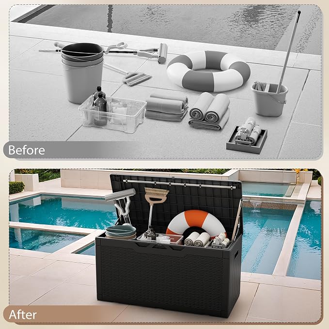 Devoko 100 Gallon Deck Box Waterproof Outdoor Storage Box - Image 7