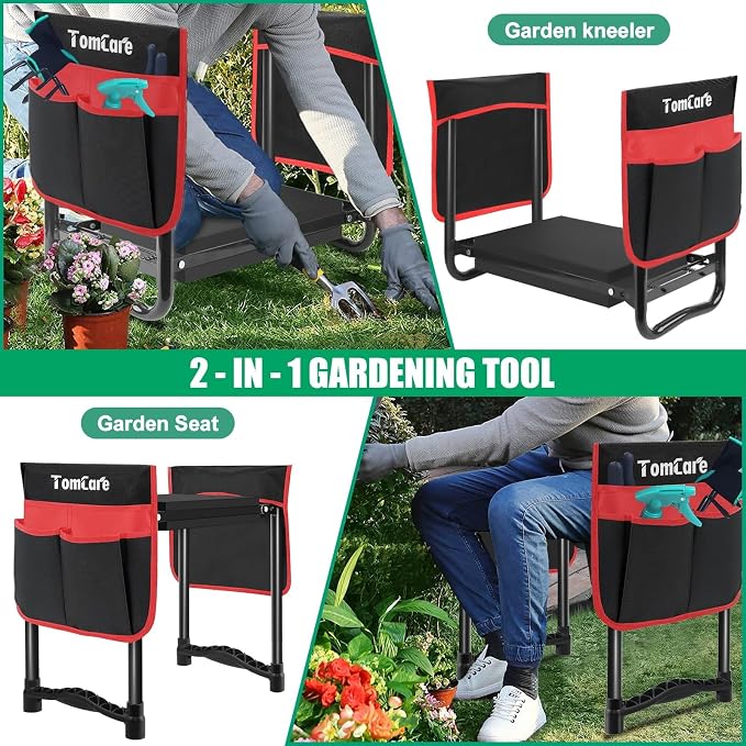 TomCare Garden Kneeler and Seat, 11.12" Kneeling Pad Sturdy Garden Bench | - Image 6