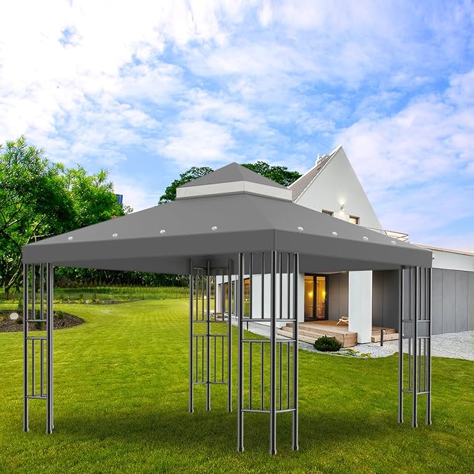 Sumfaller 10x10 FT Gazebo Replacement Canopy Top Cover | Double Tiered Canopy - Image 3