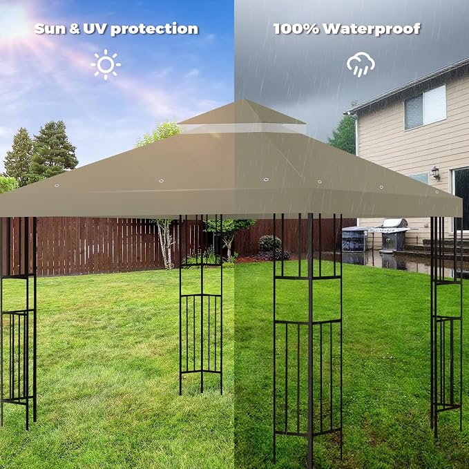 10x10 FT Gazebo Replacement Top, Canopy Replacement Cover Double Tiered - Image 4