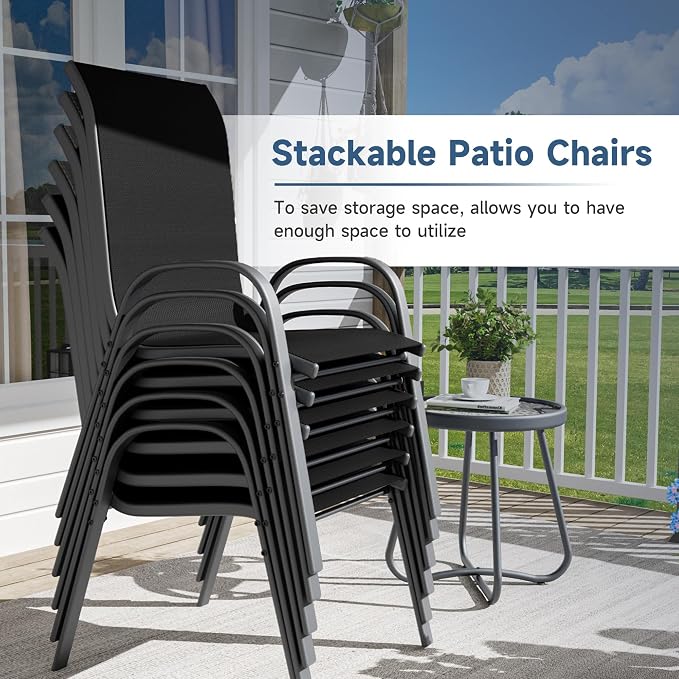 Amopatio Patio Chairs Set of 6, Outdoor Stackable Dining Chairs - Image 5