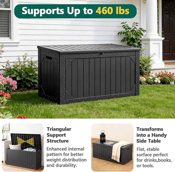 Outdoor Storage Box, 98 Gallon Deck Box, Outdoor Storage Bench, Waterproof - Image 3