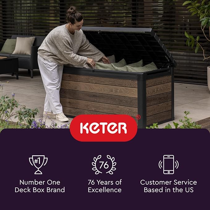 Keter City 30 Gal Outdoor Storage Box and Patio Side Table | Grey, Weatherproof - Image 10