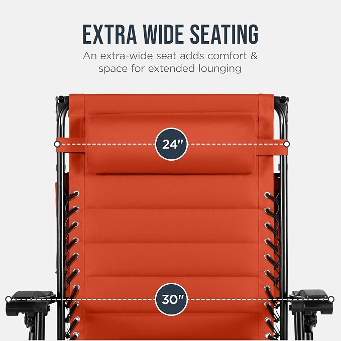 Best Choice Products Oversized Padded Zero Gravity Chair w/Canopy Headrest Cup - Image 5