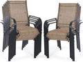 Patio Chairs Set of 8, Stackable Outdoor Dining Chairs, All Weather Breathable by WENTUM