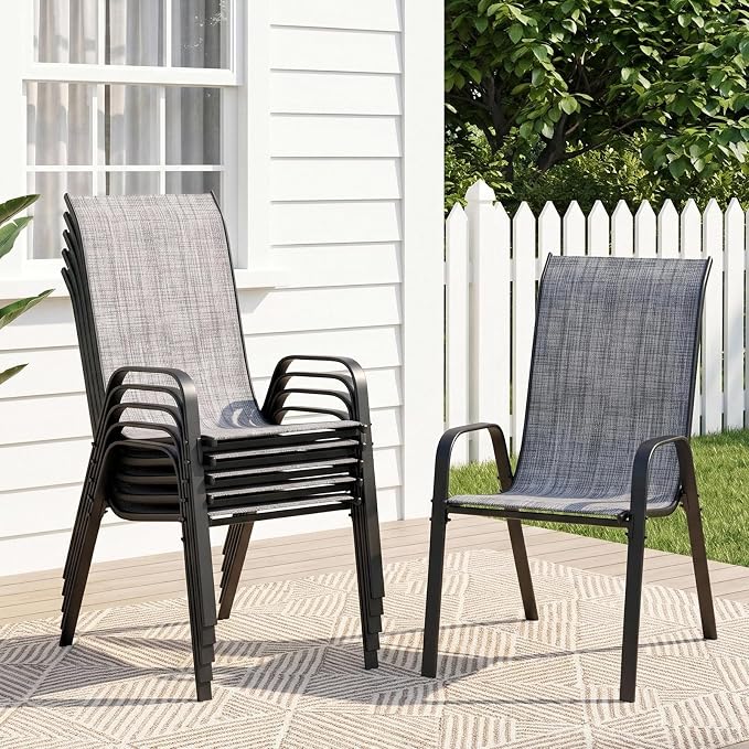 TLSUNNY Patio Chair, Outdoor Stackable Textilene Chairs Set of 6, by TLSUNNY