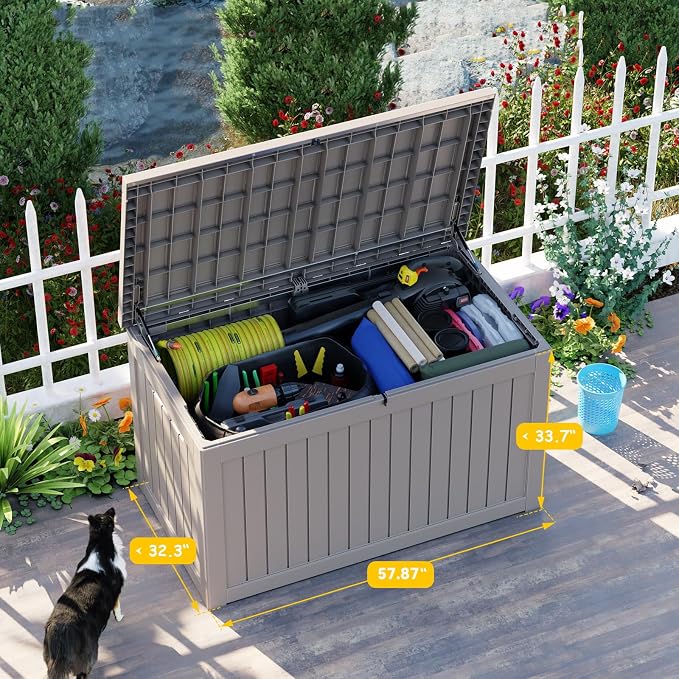 PatioZen 280 Gallon Resin Deck Box, Lockable Patio Outdoor Storage Box - Image 5