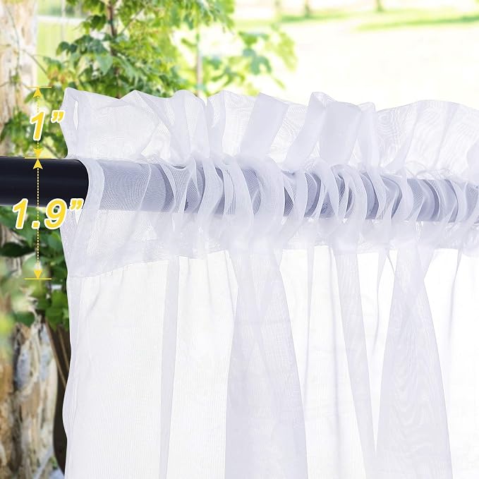 NICETOWN Patio Outdoor Curtains Voile Sheer, W54 x L96, 2 Panels | Waterproof - Image 2
