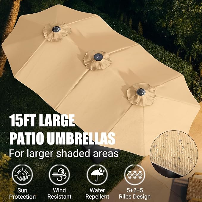 15FT Large Patio Patio Umbrella - Image 3