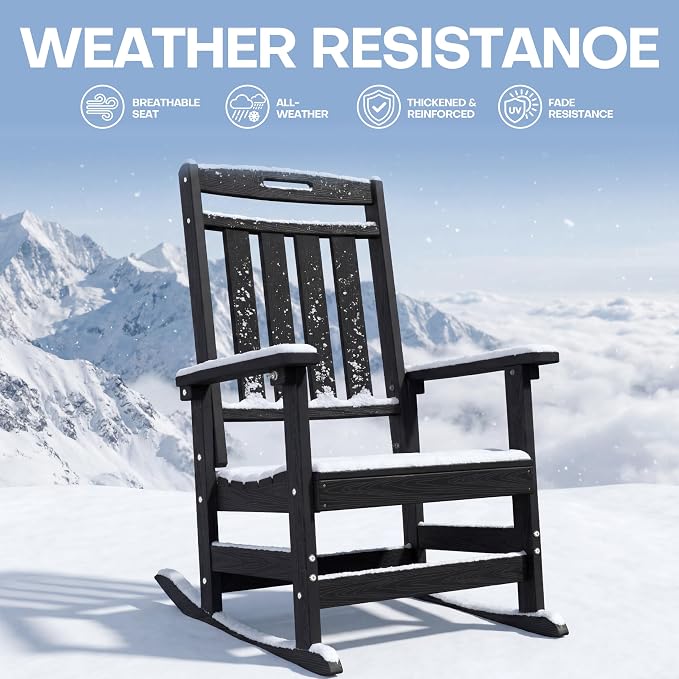 Oversized Rocking Chair Set of 4, HDPE Outdoor All-Weather, Extra Large & Extra - Image 4
