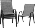 Patio Chairs Set of 4, Outdoor Stackable Dining Chairs | All Weather Textilene by PIZZELLO
