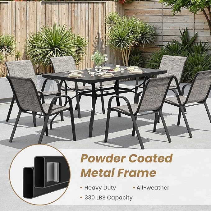 Patio Chairs Set of 6, Stackable Outdoor Chairs - Image 7