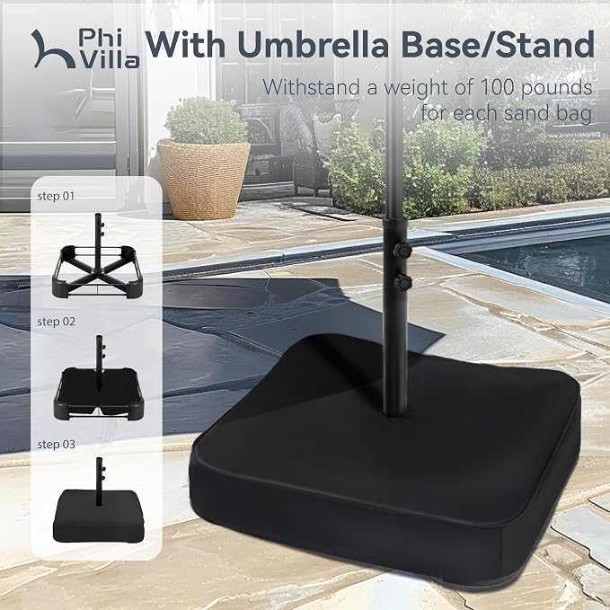 PHI VILLA 15ft Large Outdoor Patio Umbrella - Image 4