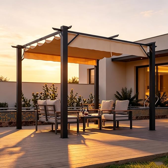 Aoxun 9.7'x9.7' Retractable Pergola by Aoxun
