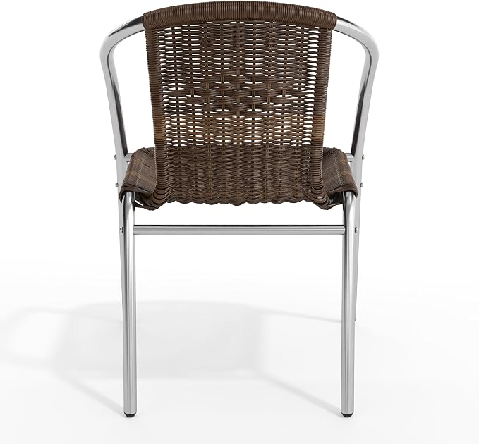 EMMA + OLIVER Dark Brown Metal Indoor-Outdoor Stackable Chair | Poly Resin Seat - Image 10