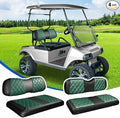 NOKINS 4PCS Golf Cart Diamond Seat Covers Kit, Front and Rear Seat Covers Fits Club Car DS 2000.5-Up Standard Seat Cushion, Club Car DS Vinyl Seat Covers Accessories (Dark Green and Black)