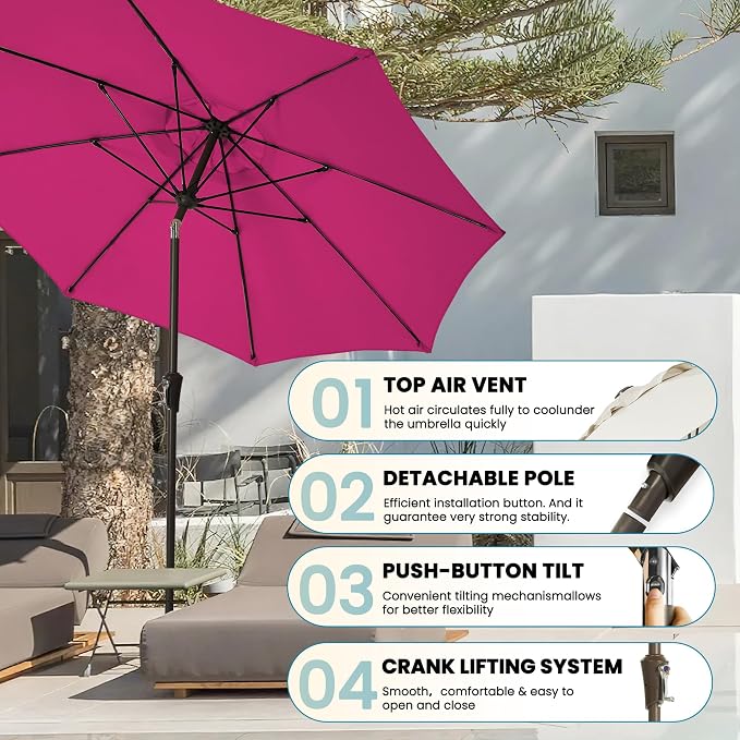 Patio Umbrella 9FT Outdoor Umbrella Patio Table - Image 6