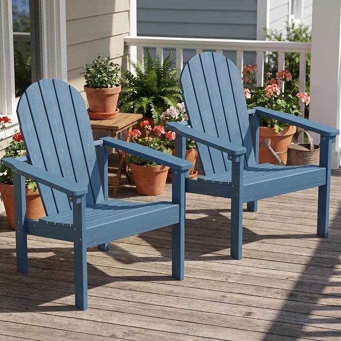 SERWALL HDPE Stackable Adirondack Chair, Space-Saving - Image 2