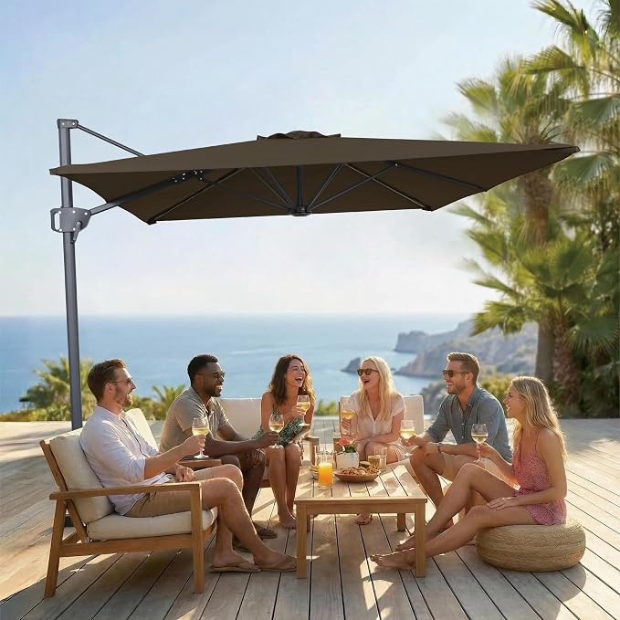 10FT Outdoor Offset Umbrella, Cantilever Patio Umbrella - Image 7