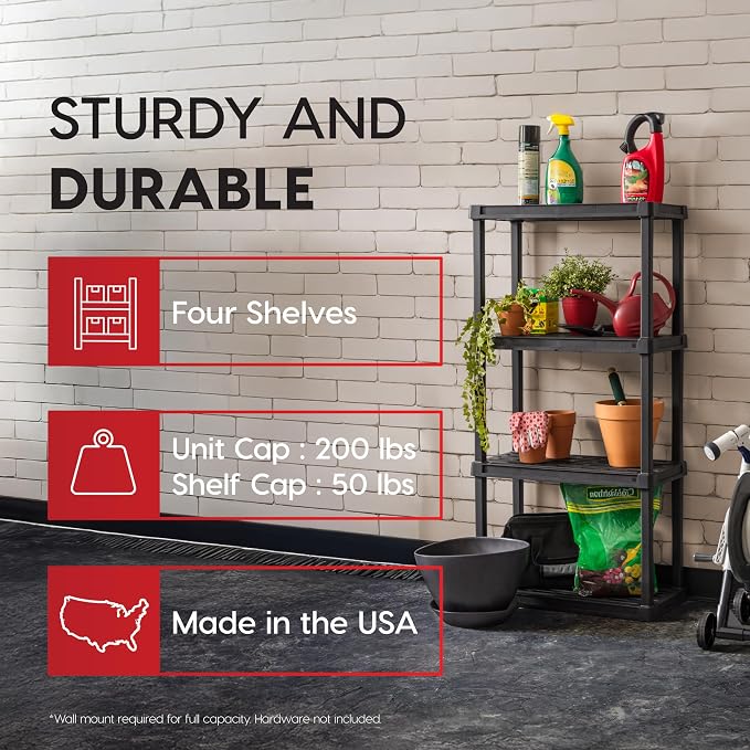 IRIS USA Plastic Storage Shelves |Made in USA| 48"H x 24"W x 12"D - Image 3