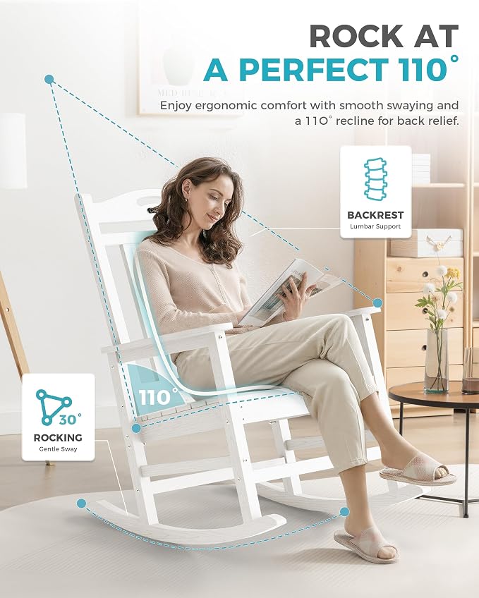 Oversized Outdoor Rocking Chair, High Back Patio Rocker - Image 5