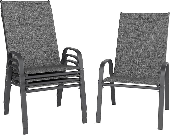 Patio Chairs Set of 4, Stackable Outdoor Dining Chairs by furniture