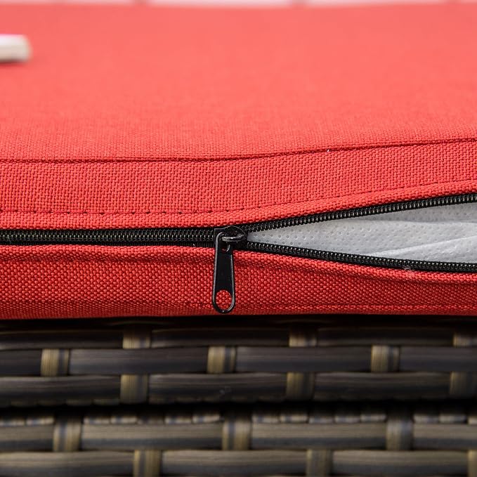 Outsunny 29 Gallon Patio Wicker Storage Bench Outdoor PE Rattan Red | Furniture - Image 8