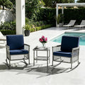 DECMICO 3-Piece Wicker Rocking Chair Set, Outdoor Patio Furniture | Navy by DECMICO