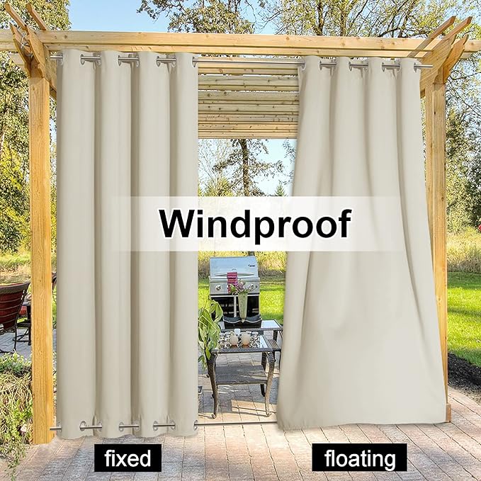 NICETOWN Outdoor Patio Curtain Windproof Double Grommets, Thermal Insulated - Image 3