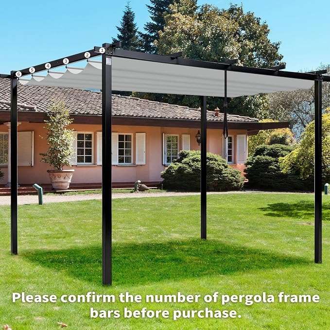 Mrsenloi 10 x 10 Pergola Shade Cover Replacement, Top Only, Retractable Sun - Image 5