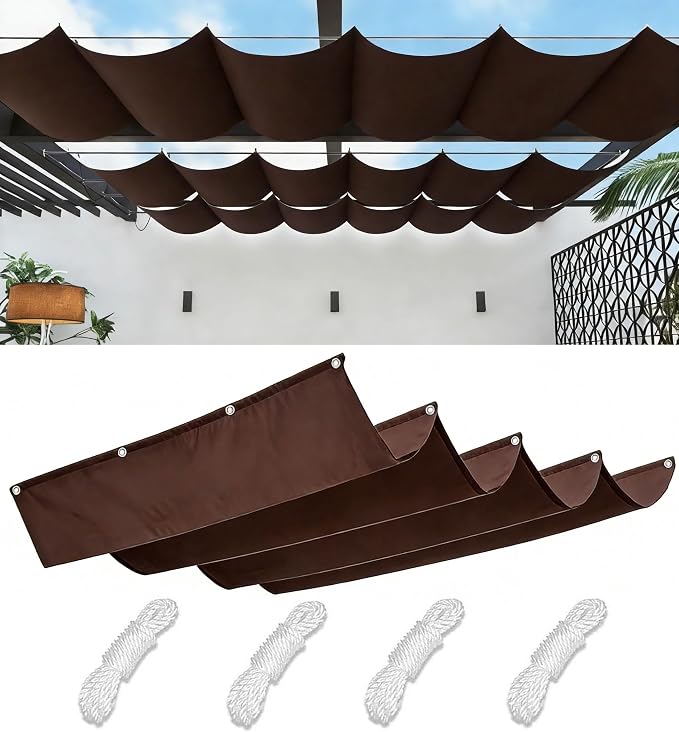 Sun Shade Sail Retractable Wave Waterproof 14' x 21' Shade Cloth Waterproof by WoaceSunShadeSail