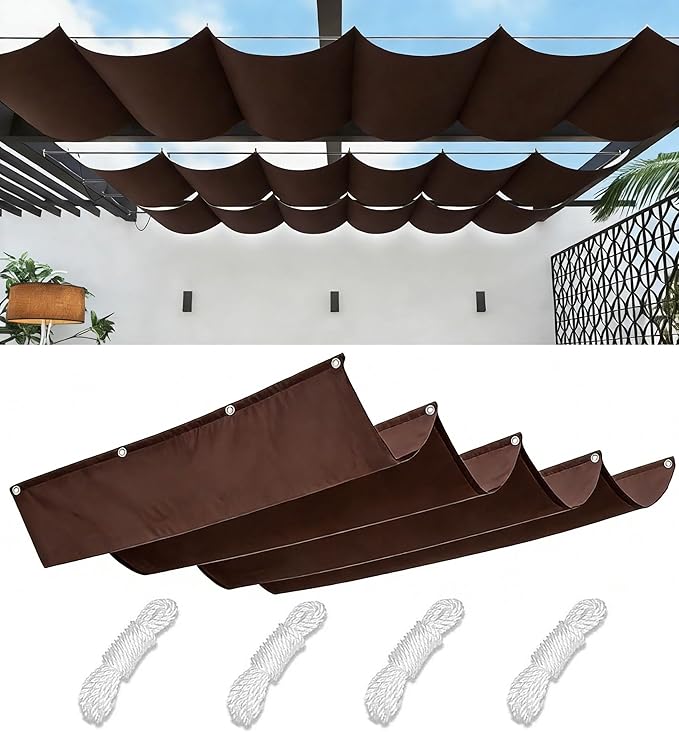 Retractable Waterproof Wave Sun Shade Canopy Pergola Cover Shade Sail Awning 5' by WoaceSunShadeSail