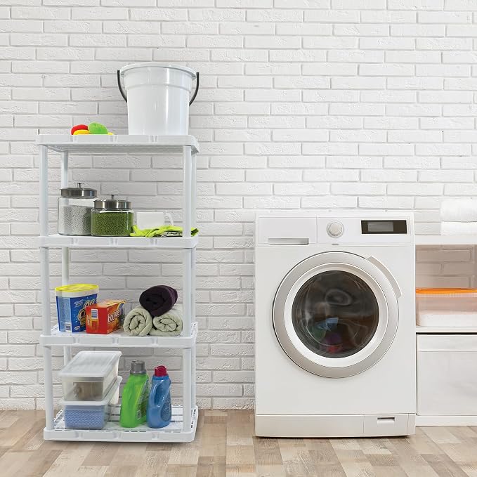 Gracious Living 4-Shelf Unit, Plastic Storage Shelves and Rack, Knect-A-Shelf - Image 2