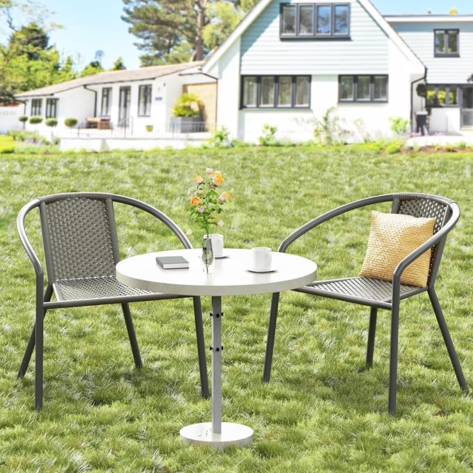 Grezone 4-Piece Rattan Indoor-Outdoor Restaurant Stack Chair Versatile and - Image 2