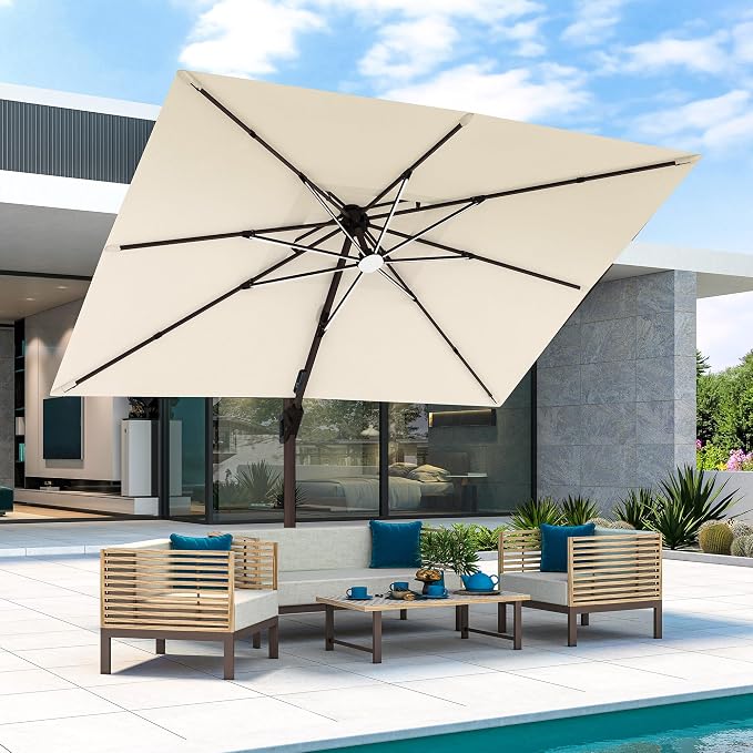 JZAC & QZYD 9x12 FT Cantilever Offset Patio Umbrella by JZACQZYDpatioumbrella