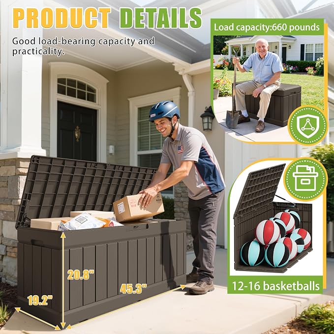 Greesum Outdoor Storage Box 82 Gallon Storage Bin - Image 3