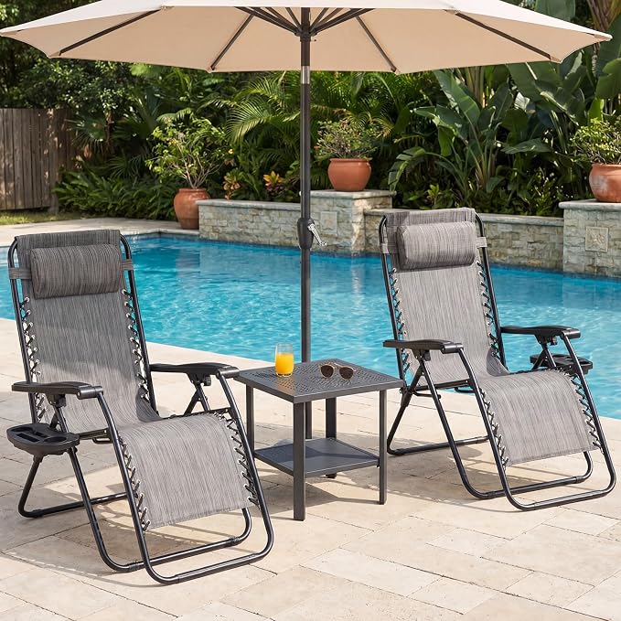 NEWBULIG Zero Gravity Chairs Set of 4, Folding Lounge Recliner Chair | Portable - Image 8