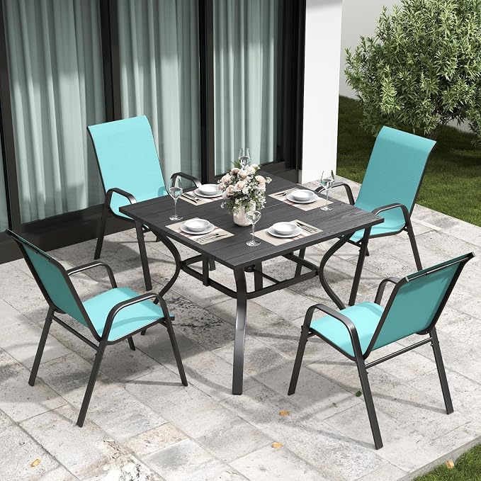 Patio Dining Chairs Set of 4 Outdoor Stackable Dining Chairs - Image 2
