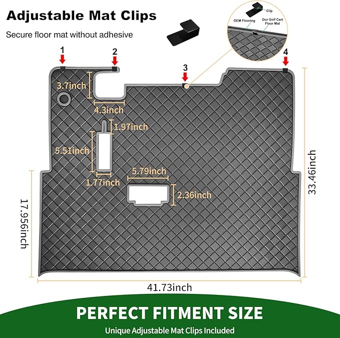 Golf Cart Floor Liner Mat 8mm Thick Rubber Full Coverage Fit for EZGO TXT (1994-2025), Express S4 (2012-2020), Cushman Workhorse, EX1 (2020), Valor, Navitas, Some Star Carts Mats Replacement