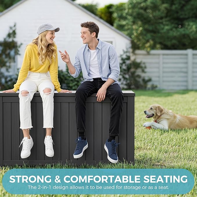 Outdoor Storage Box, 180 Gallon Large Outdoor Resin Deck Box, Storage - Image 5