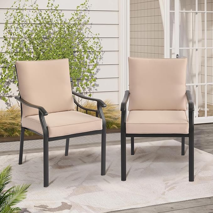 LVUYOYO Outdoor Patio Dining Chairs Set of 6, Metal Stackable Chairs Set - Image 2