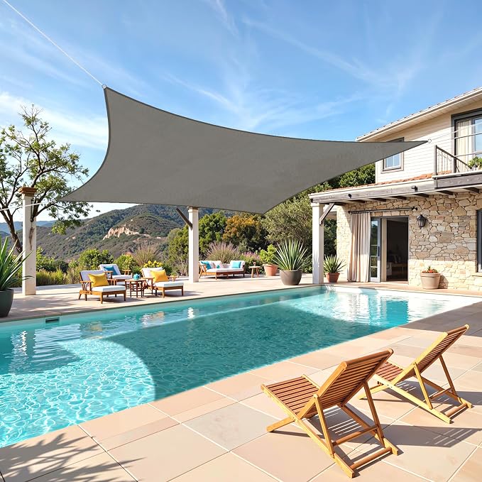 TasticTotes Rectangle Sun Shade Sail, 95% UV Blockage, Yard & Deck. Reinforced by Unknown