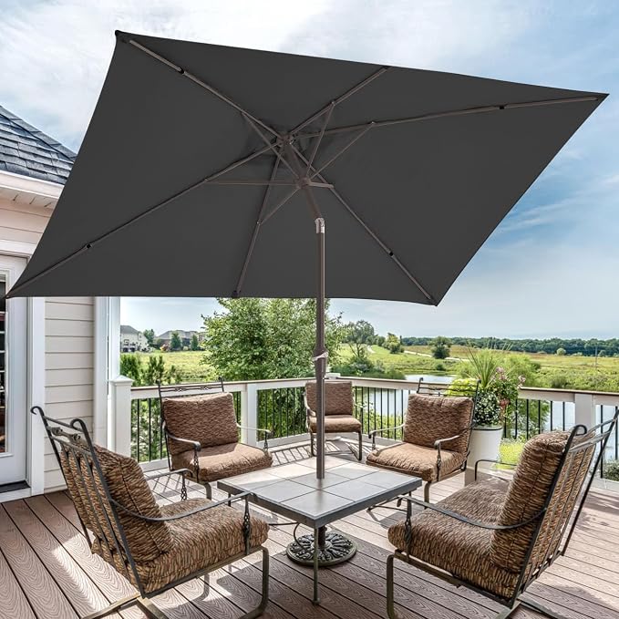 JEAREY 6.5x10 ft Rectangular Patio Umbrellas Rectangle Outdoor Umbrella - Image 6