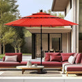 PHI VILLA 10ft Outdoor Patio Umbrellas, 3 Tier Vented Table Umbrella Red | by PHIVILLA